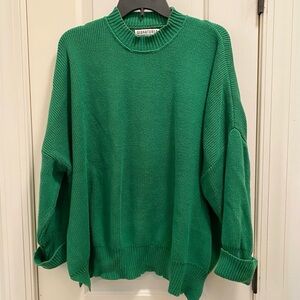 Signature 8 emerald green cotton blend sweater long sleeve crew neck oversized